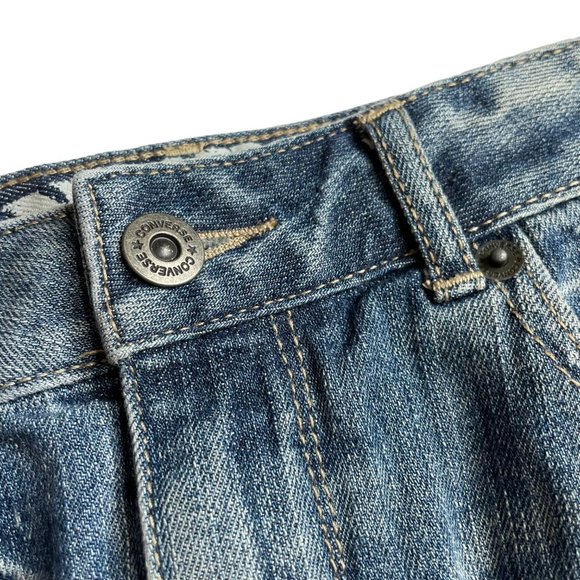 Converse Denim Skirt 28 Miniskirt Mini Short Jean Distressed Light Wash Frayed - Picture 8 of 13